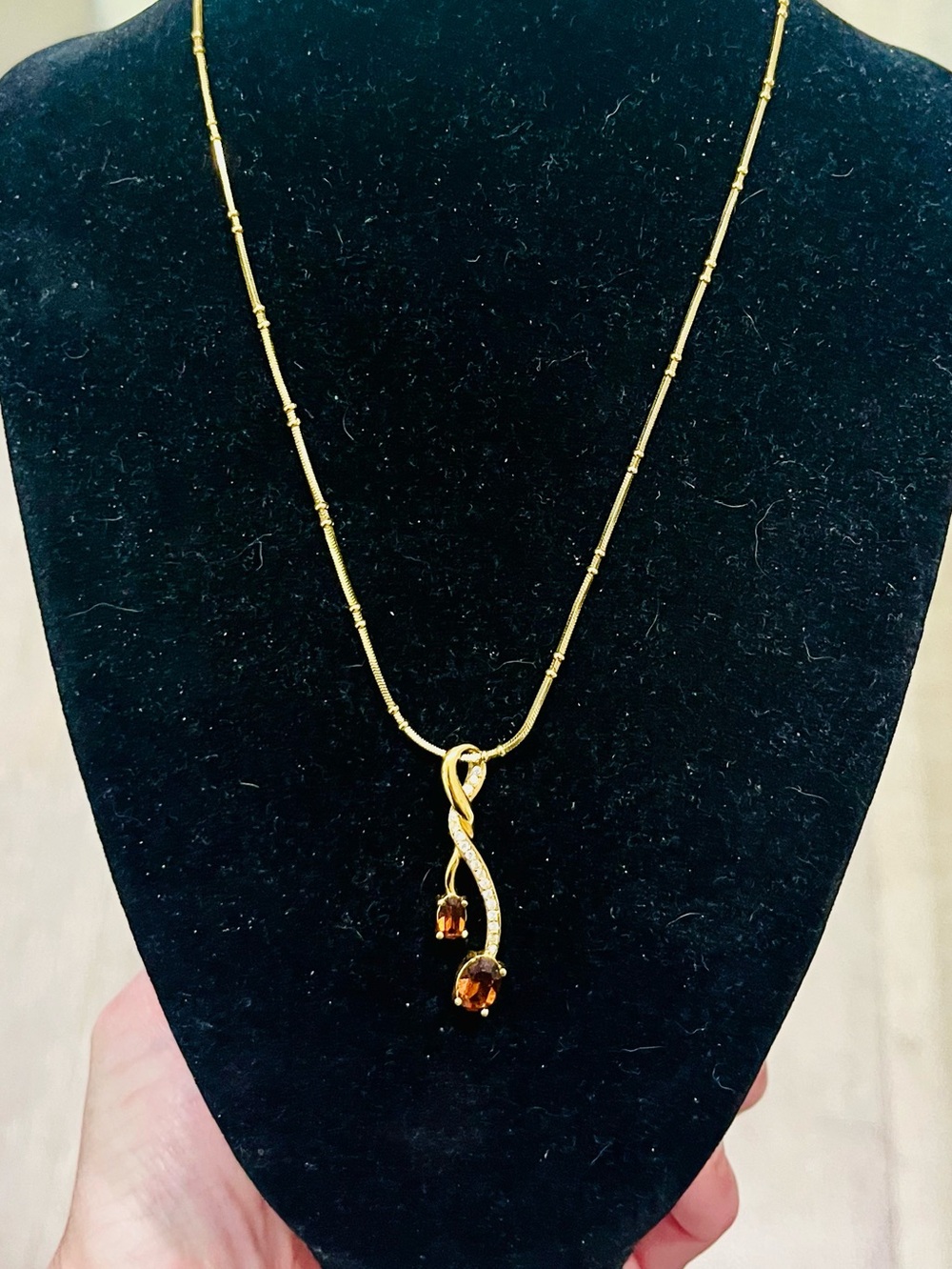 Annaleece Swarovski Elements Smoked Topaz Necklace Gold Tone